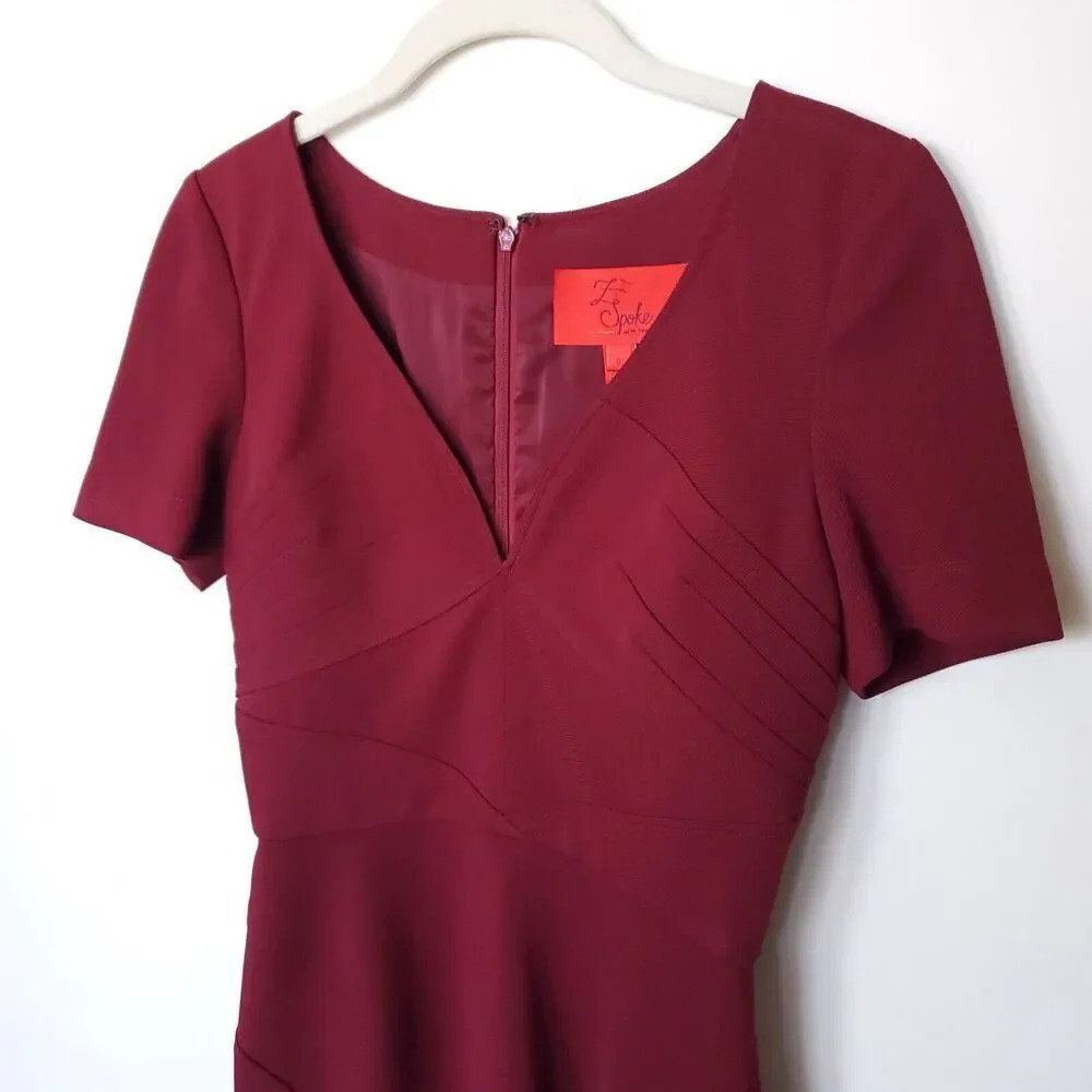 Zac Posen Z Spoke Women Mini Dress Sheath Knee Length Size0 Burgundy Bodycon NWT - Picture 5 of 14